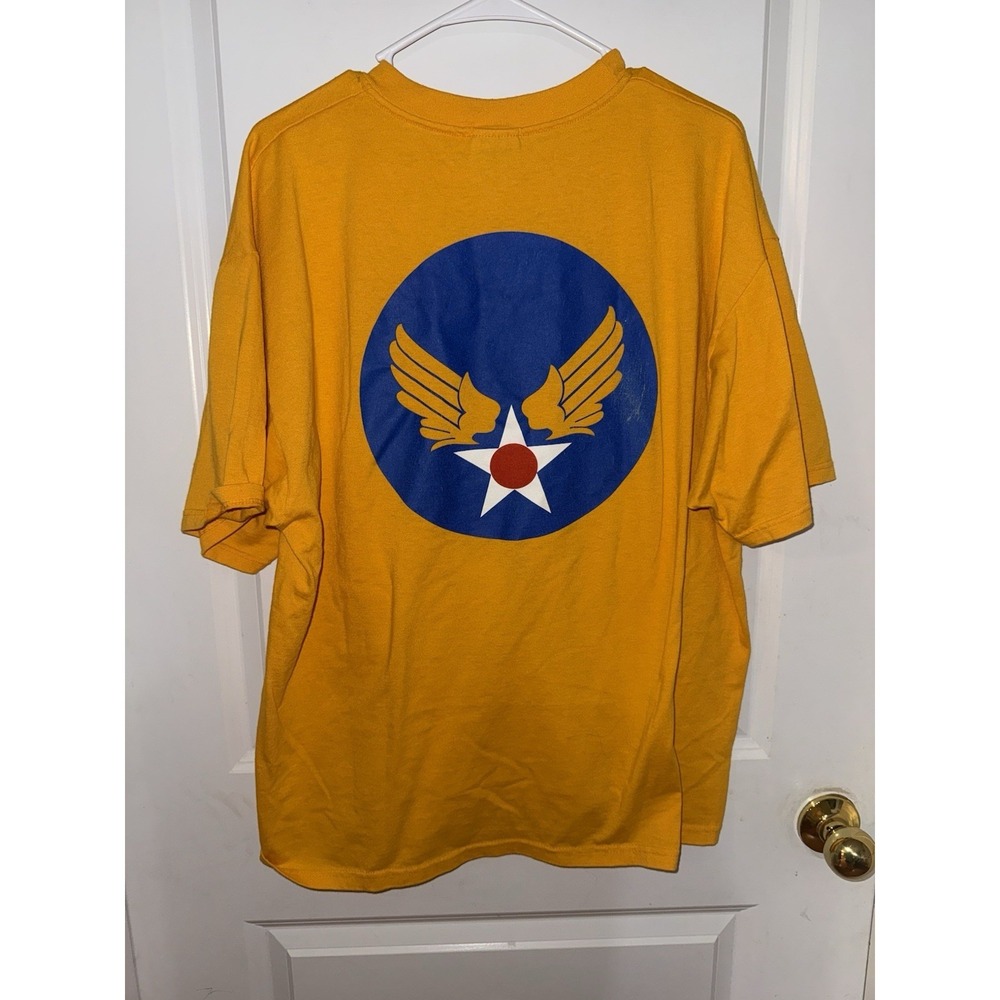 USAF Vintage Jet T-Shirt Size XL Hanes Yellow Single Stitch Air Force History